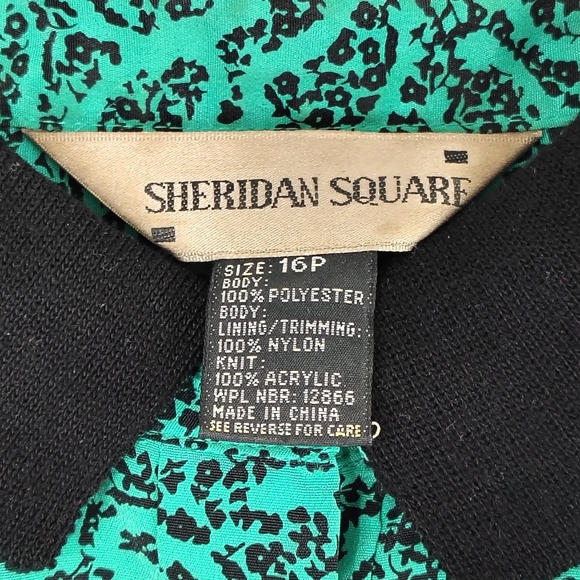 Vintage 80s Sheridan Square Women's Green Paisley Plus Size Midi Dress Sz 16P - Picture 8 of 8